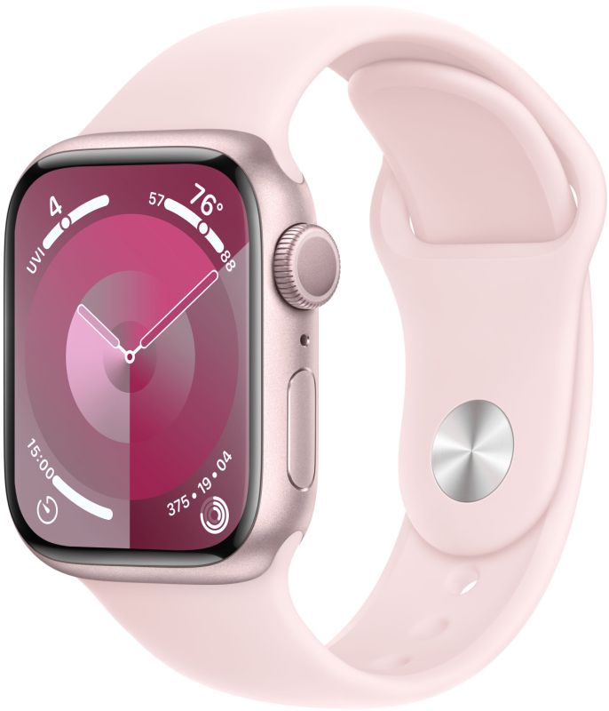 картинка Apple Watch Series 9, 41 мм, корпус розового цвета, ремешок нежно-розового цвета, размер M/L от маркетплейса TEMA.shop