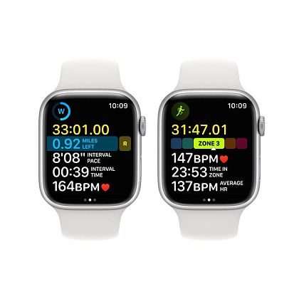 картинка Apple Watch Series 8, 45 мм, корпус серебристого цвета, ремешок белого цвета, размер S/M от маркетплейса TEMA.shop 7