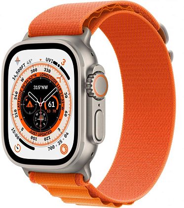 картинка Apple Watch Ultra GPS + Cellular, 49 мм, корпус из титана, ремешок оранжевого цвета, размер L от маркетплейса TEMA.shop 1