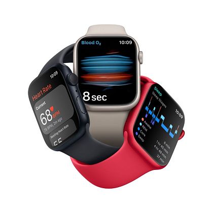 картинка Apple Watch Series 8, 45 мм, корпус серебристого цвета, ремешок белого цвета, размер M/L от маркетплейса TEMA.shop 6