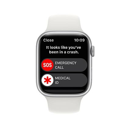 картинка Apple Watch Series 8, 45 мм, корпус серебристого цвета, ремешок белого цвета, размер M/L от маркетплейса TEMA.shop 9