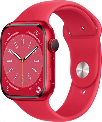 картинка Apple Watch Series 8, 45 мм, цвет корпуса красный, ремешок красного цвета, размер M/L от маркетплейса TEMA.shop 1