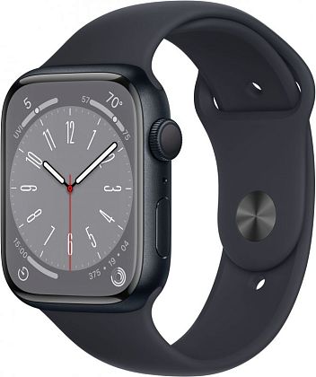 картинка Apple Watch Series 8, 45 мм, цвет корпуса темная ночь, ремешок цвета темная ночь, размер S/M от маркетплейса TEMA.shop 1