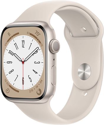 картинка Apple Watch Series 8, 45 мм, цвет корпуса сияющая звезда, ремешок цвета сияющая звезда, размер S/M от маркетплейса TEMA.shop 1