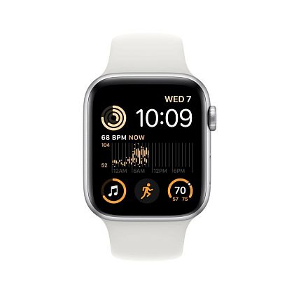 картинка Apple Watch SE 2022, 44 мм, корпус серебристого цвета, ремешок белого цвета, размер M/L от маркетплейса TEMA.shop 2