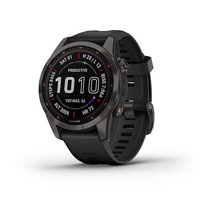 картинка Garmin Fenix 7S Sapphire Solar, 42 мм, цвет корпуса угольно-серый, ремешок черного цвета от маркетплейса TEMA.shop 1