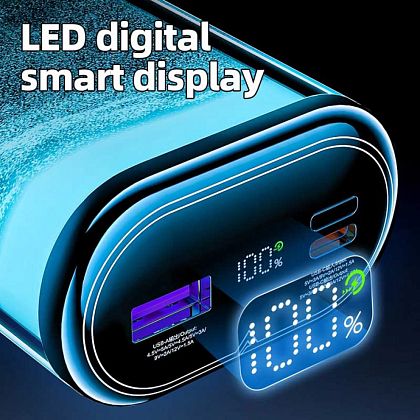 картинка AceFast M3 Sparkling series 22.5W Power Bank 10000 mAh, USB-C PD20W + USB 22.5W, LED display, оранжевый от маркетплейса TEMA.shop 3
