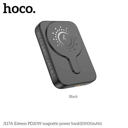 картинка Hoco J117A 10000mAh Esteern PD20W Magnetic Wireless Charging Power Bank, черный от маркетплейса TEMA.shop 1