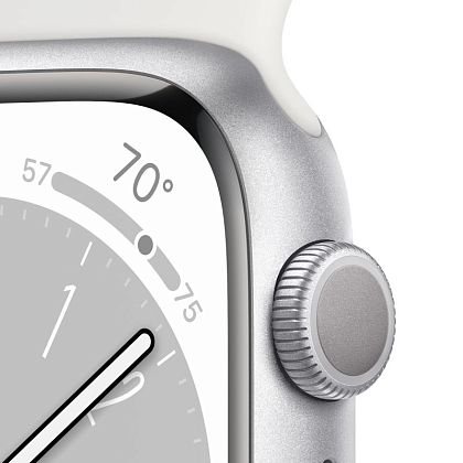 картинка Apple Watch Series 8, 45 мм, корпус серебристого цвета, ремешок белого цвета, размер S/M от маркетплейса TEMA.shop 4