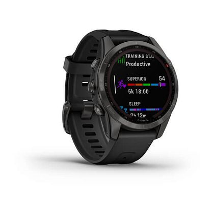 картинка Garmin Fenix 7S Sapphire Solar, 42 мм, цвет корпуса угольно-серый, ремешок черного цвета от маркетплейса TEMA.shop 3
