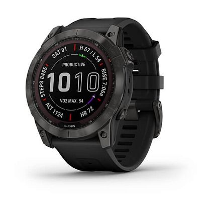 картинка Garmin Fenix 7X Sapphire Solar, 51 мм, цвет корпуса угольно-серый, ремешок черного цвета от маркетплейса TEMA.shop 1